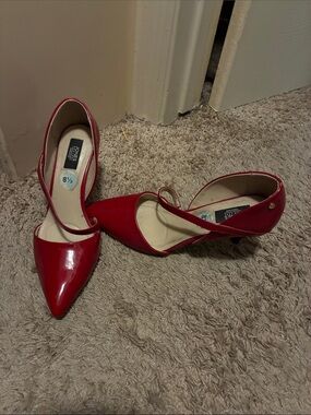 Jones New York Red Patent Pointed D'Orsay Heels